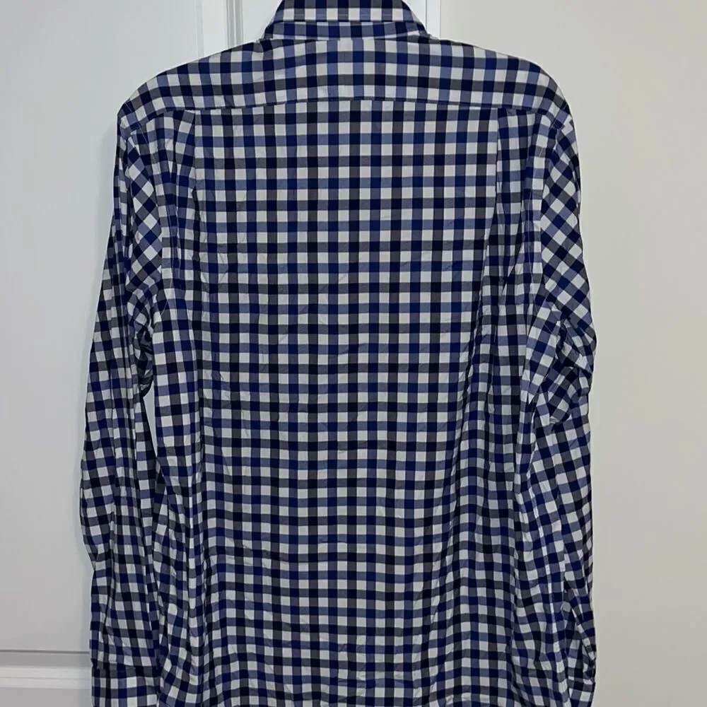 Polo by Ralph Lauren Blue Gingham check plaid performance travel shirt M swept